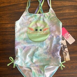 Girls Baby Yoda One-Piece Swimsuit - NWT